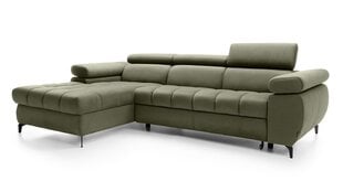 Stūra dīvāns LARS MINI - L-veida polsterēts stūris (krāsa: olīvu, otomāns: kreisais) cena un informācija | Stūra dīvāni | 220.lv