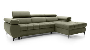 Stūra dīvāns LARS MINI - L-veida polsterēts stūris (krāsa: olīvu, otomāns: labajā pusē) cena un informācija | Stūra dīvāni | 220.lv