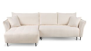 Stūra dīvāns LILI - L-veida polsterēts stūris, dīvāns, dzīvojamā zona (krāsa: balta, otomāns: kreisais) cena un informācija | Stūra dīvāni | 220.lv