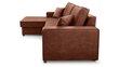 Stūra dīvāns LOTI - neliels L-veida mīkstināts stūris ar guļamfunkciju un gultas pamatni 265x165 (krāsa: viskija, otomāns: kreisais) cena un informācija | Stūra dīvāni | 220.lv
