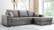 Stūra dīvāns LOTI - neliels L-veida mīkstināts stūris ar guļamvietu un gultas pamatni 265x165 (krāsa: pelēka, otomāns: pa labi) cena un informācija | Stūra dīvāni | 220.lv