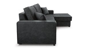 Stūra dīvāns LOTI - neliels L-veida mīkstināts stūris ar guļamvietu un gultas pamatni 265x165 (krāsa: tumši pelēka, otomāns: labajā pusē) cena un informācija | Stūra dīvāni | 220.lv