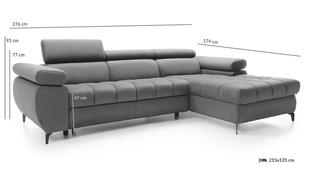 Stūra dīvāns Lugano Lars mini, pelēks cena un informācija | Stūra dīvāni | 220.lv