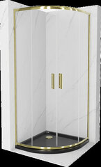 Pusapaļa dušas kabīne Mexen Rio F ar paliktni un sifonu, Gold+Black/Gold, 90 x 90 cm cena un informācija | Dušas kabīnes | 220.lv