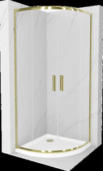 Pusapaļa dušas kabīne Mexen Rio F ar paliktni un sifonu, Gold+White/Gold, 80 x 80 cm cena un informācija | Dušas kabīnes | 220.lv