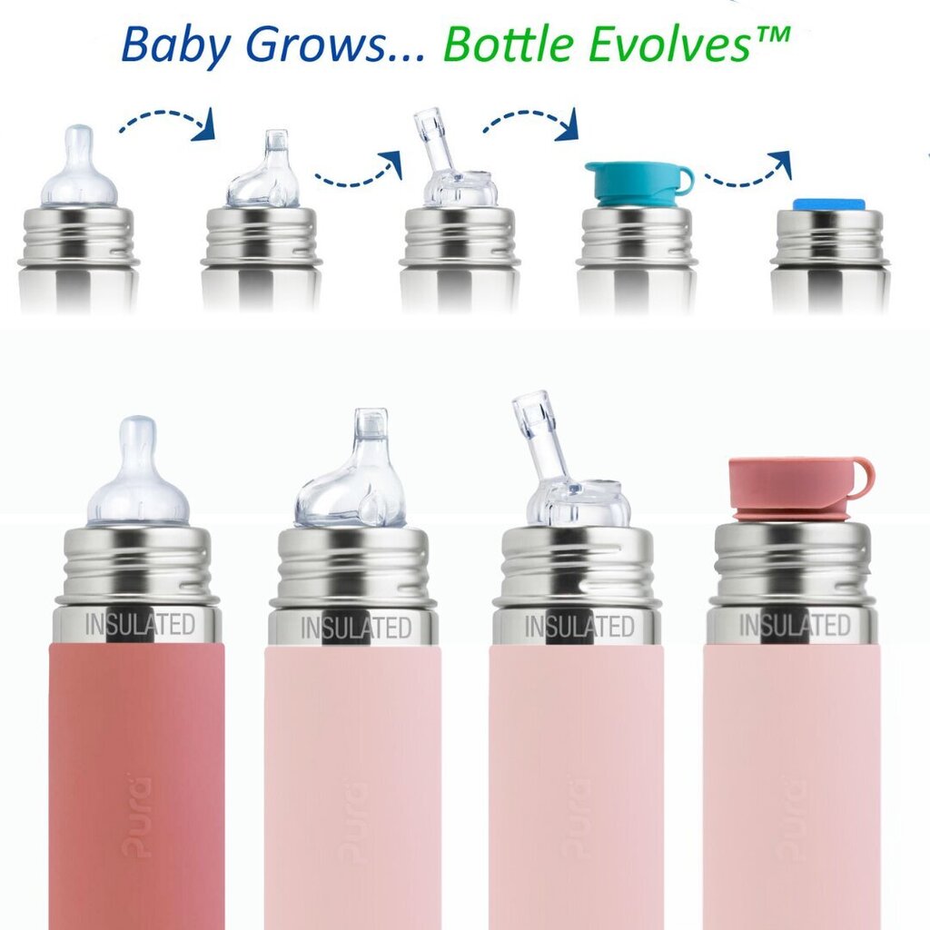 Termiskā barošanas pudelīte Pura Kiki, 3+ mēn, 260 ml, rose cena un informācija | Bērnu pudelītes un to aksesuāri | 220.lv