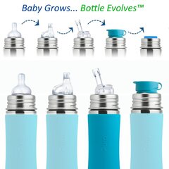 Pudele ar salmiņu Pura Kiki, 9+ mēn, 325 ml, aqua cena un informācija | Bērnu pudelītes un to aksesuāri | 220.lv