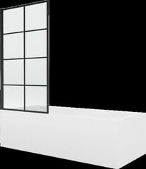Vanna Mexen Vega ar apdari un stikla sienu, 180x80 cm + 80 cm, white+I/swing/black grid cena un informācija | Vannas | 220.lv