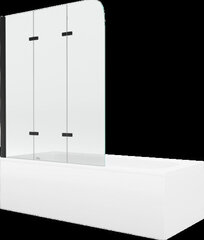 Vanna Mexen Vega ar apdari un stikla sienu, 180x80 cm + 120 cm, white+III/fold/black cena un informācija | Vannas | 220.lv
