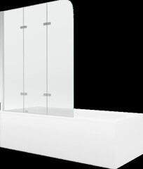 Vanna Mexen Vega ar apdari un stikla sienu, 180x80 cm + 120 cm, white+III/fold/chrome cena un informācija | Vannas | 220.lv
