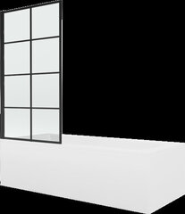 Vanna Mexen Vega ar apdari un stikla sienu, 170x70 cm + 70 cm, white+I/swing/black grid cena un informācija | Vannas | 220.lv