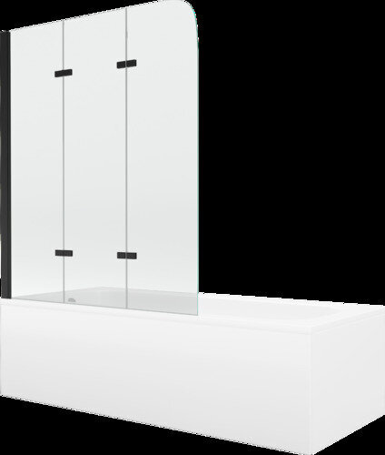 Vanna Mexen Vega ar apdari un stikla sienu, 160x70 cm + 120 cm, white+III/fold/black цена и информация | Vannas | 220.lv