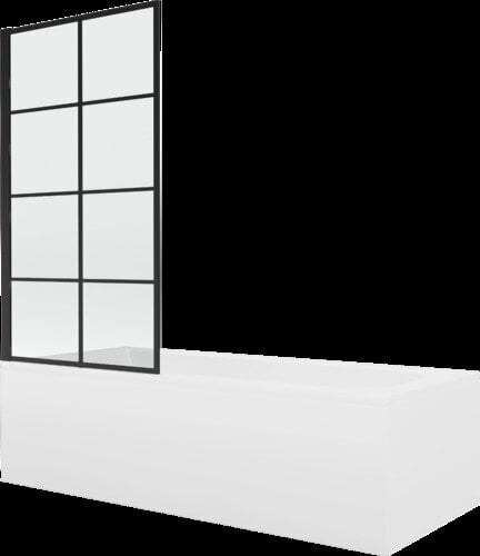 Vanna Mexen Vega ar apdari un stikla sienu, 150x70 cm + 70 cm, white+I/swing/black grid цена и информация | Vannas | 220.lv