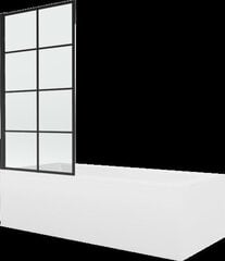 Vanna Mexen Vega ar apdari un stikla sienu, 150x70 cm + 70 cm, white+I/fix/black grid cena un informācija | Vannas | 220.lv