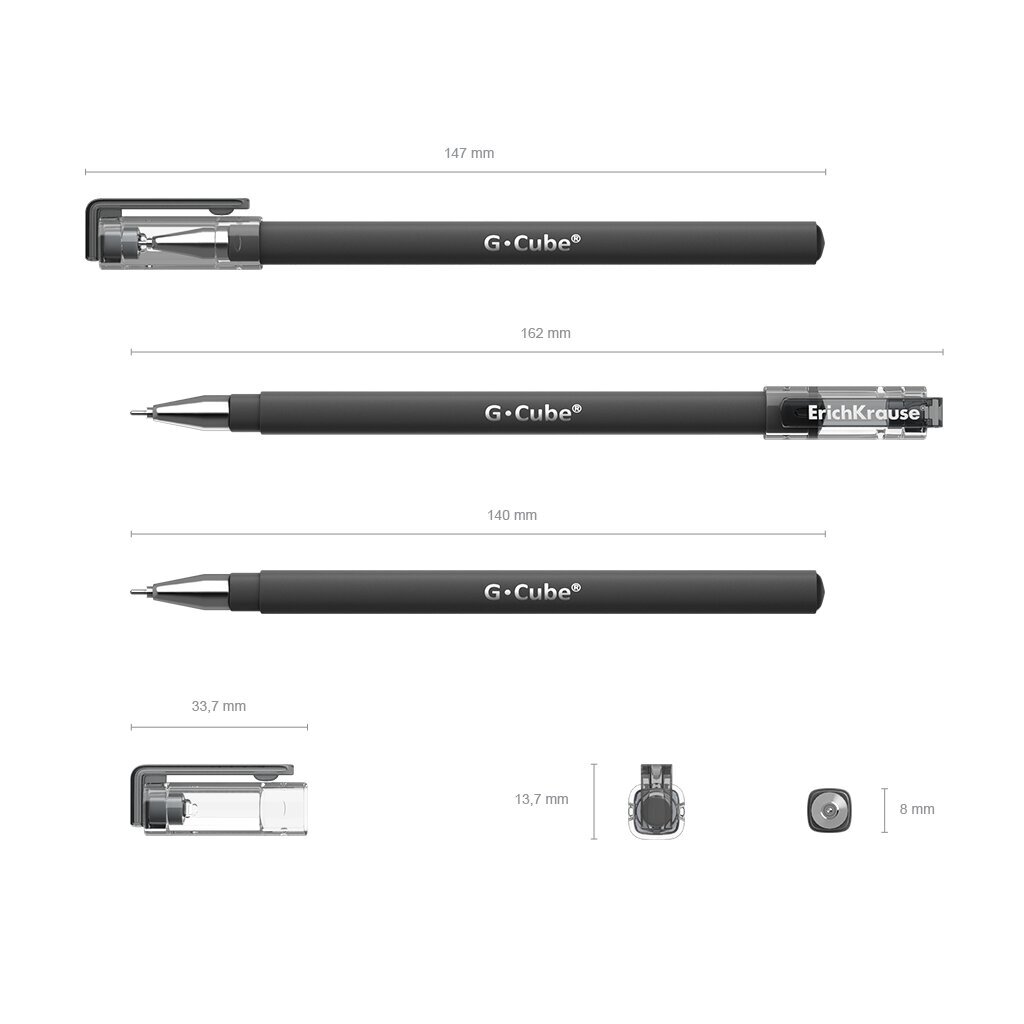 Gēla pildspalva G-Cube ErichKrause, 0,5mm, melna цена и информация | Rakstāmpiederumi | 220.lv