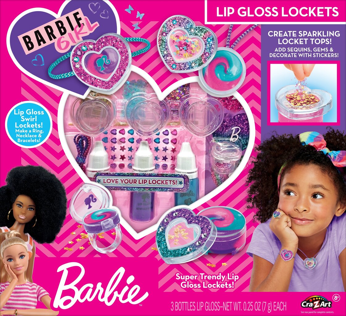 Grima komplekts meitenēm Barbie Sparkling Sweet Heart Lip Gloss Lockets cena un informācija | Bērnu kosmētika, līdzekļi jaunajām māmiņām | 220.lv
