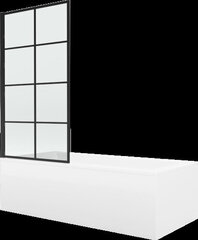 Vanna Mexen Cubik ar apdari un stikla sienu, 170x70 cm + 70 cm, white+I/swing/black grid cena un informācija | Vannas | 220.lv