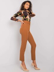 светло-коричневые брюки с поясом aurella цена и информация | Женские брюки | 220.lv