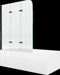 Vanna Mexen Cubik ar apdari un stikla sienu, 150x70 cm + 120 cm, white+III/fold/black cena un informācija | Vannas | 220.lv
