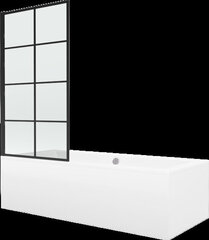 Vanna Mexen Cube ar apdari un stikla sienu, 180x80 cm + 70 cm, white+I/swing/black grid cena un informācija | Vannas | 220.lv