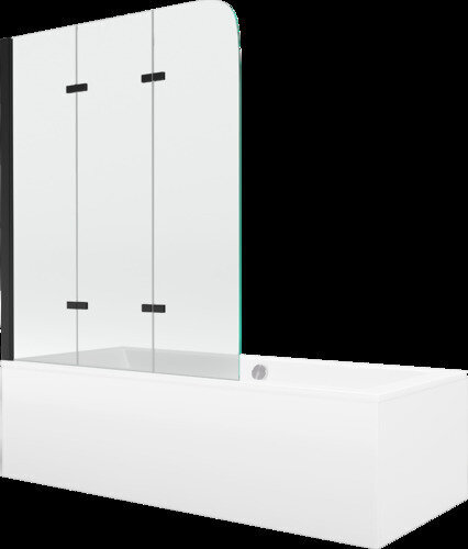 Vanna Mexen Cube ar apdari un stikla sienu, 180x80 cm + 120 cm, Balta+III/Salokāma/Melna cena un informācija | Vannas | 220.lv