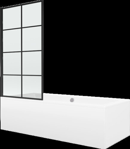 Vanna Mexen Cube ar apdari un stikla sienu, 170x80 cm + 80 cm, white+I/fix/black grid cena un informācija | Vannas | 220.lv