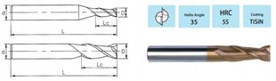 Фреза твердосплавная ВГМ 1,5 x 4 x 50 2F 2 Feather 55 HRC цена и информация | Фрезы | 220.lv