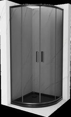 Pusapaļa dušas kabīne Mexen Rio F ar paliktni un sifonu, Graphite/Black, 80 x 80 cm cena un informācija | Dušas kabīnes | 220.lv