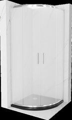 Pusapaļa dušas kabīne Mexen Rio F ar paliktni un sifonu, matēta, Hroma+Melna/Hroma, 80 x 80 cm cena un informācija | Dušas kabīnes | 220.lv