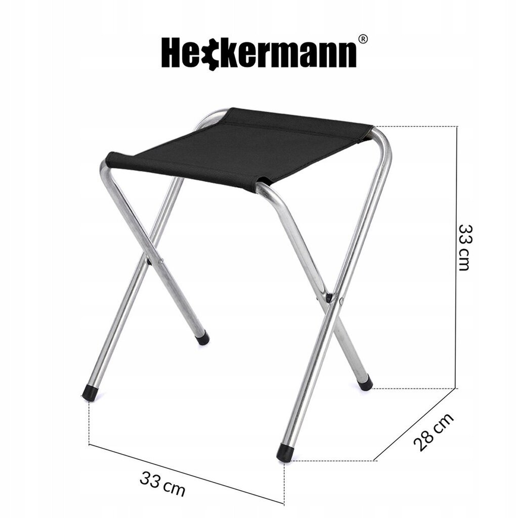 Tūristu saliekamais krēsls Heckermann, 33x33x28cm, melns cena un informācija |  Tūrisma mēbeles | 220.lv
