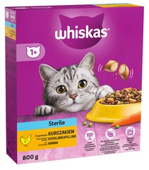 Whiskas Sterile для стерилизованных кошек с курицей, 5х800г цена и информация | Сухой корм для кошек | 220.lv