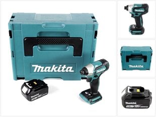 Аккумуляторный ударный гайковерт Makita DTD 155 F1J 18 В 140 Нм 1/4" + 1 аккумулятор 3,0 Ач + Makpac - без зарядного блока цена и информация | Шуруповерты, дрели | 220.lv