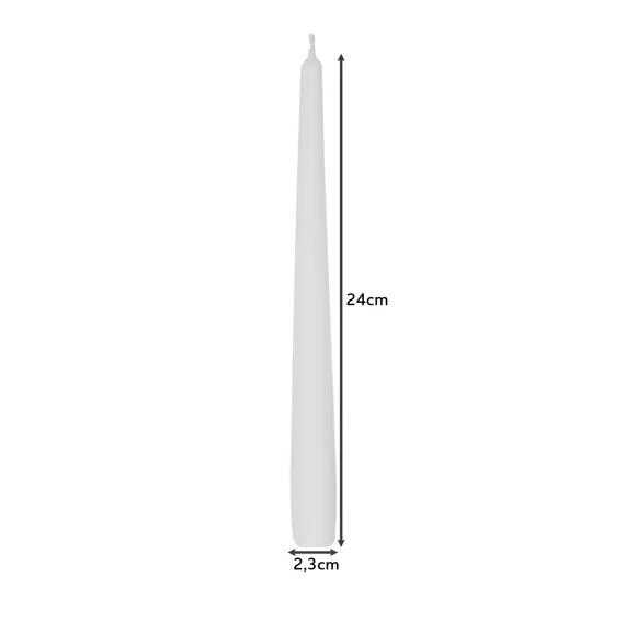 Baltas konusu sveces 24,5 cm, 1 iepakojums/40 gab cena un informācija | Sveces un svečturi | 220.lv