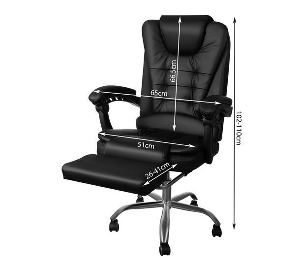 Biroja krēsls ar kāju balstu, eko āda - melns,Malatec cena un informācija | Biroja krēsli | 220.lv