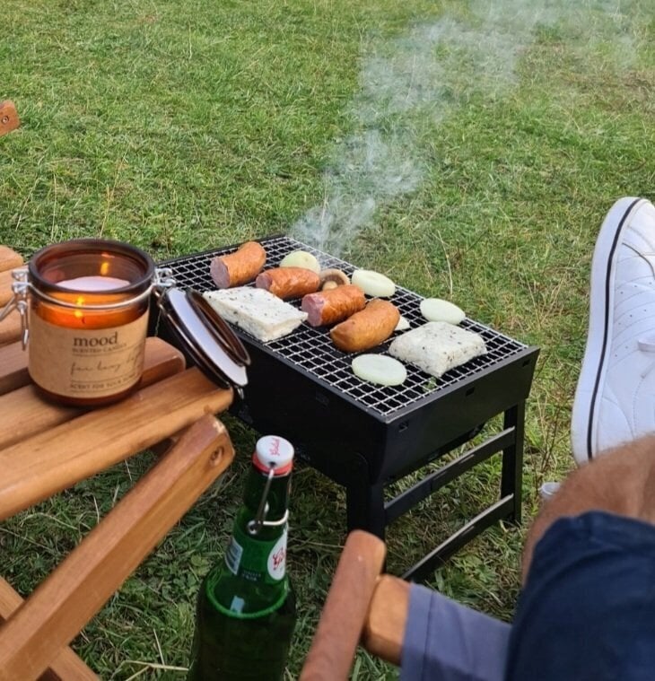 Pārnēsājams saliekams tūristu grils uz kokoglēm cena un informācija | Grili | 220.lv