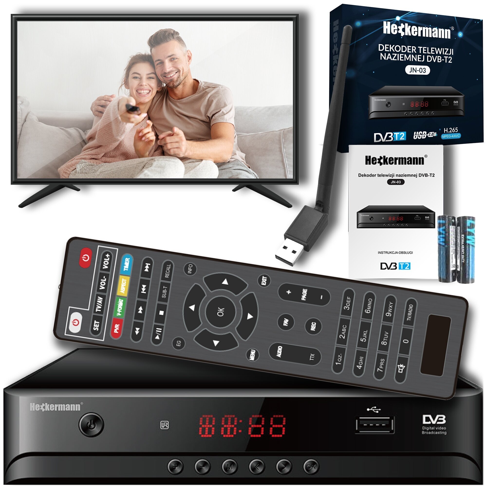 HDME Decodificador IPTV Multimedia - Set Top Box TV, H.265, WLAN WiFi  integrado 150 Mbps, reproductor multimedia Internet TV, receptor IP HEVC  H.256