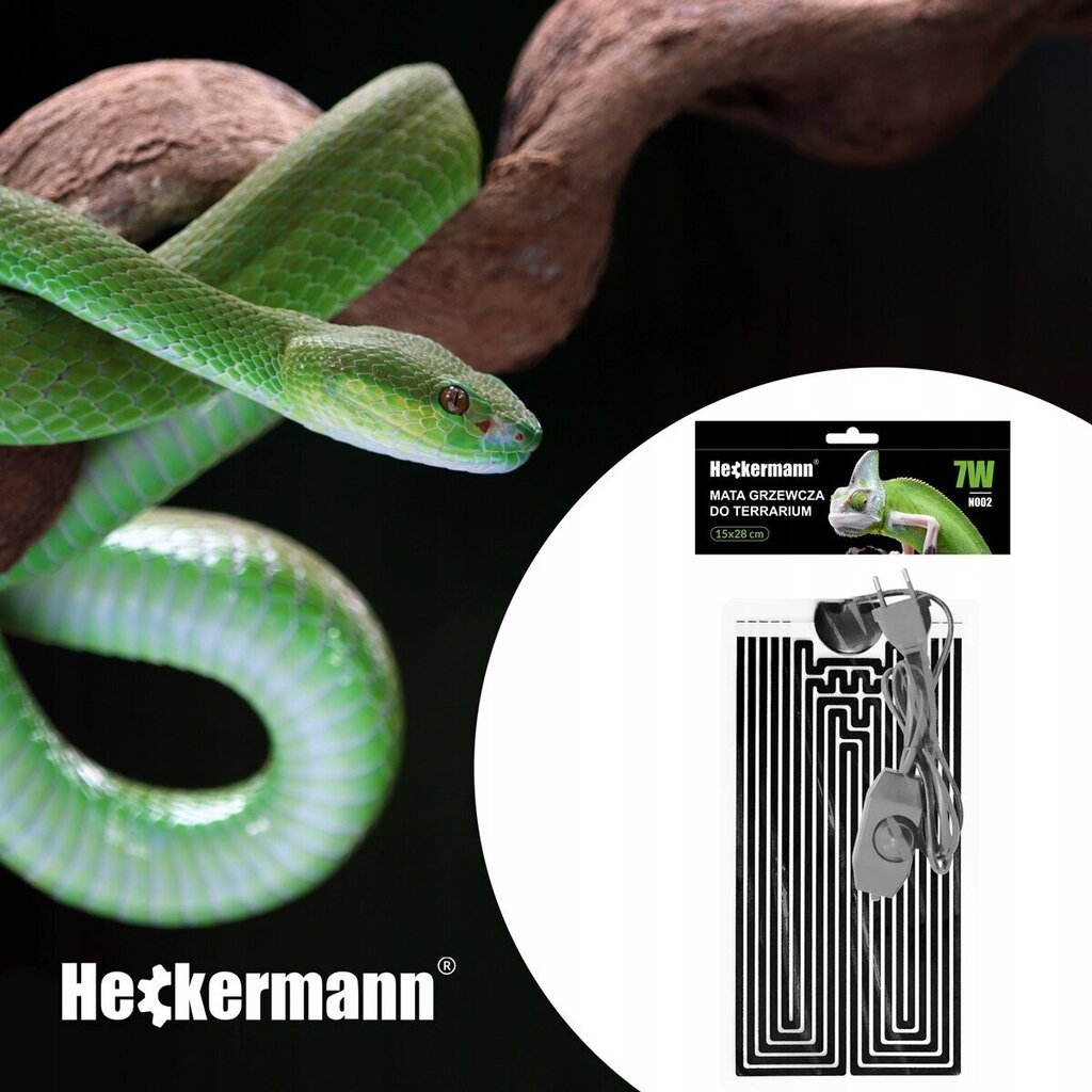 Regulējams terija apsildes paklājiņš Heckermann, 7W, 15x28cm cena un informācija | Preces eksotiskajiem dzīvniekiem | 220.lv