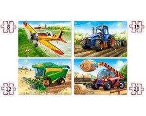 Пазл 4 картинки (8+12+15+20) Сельскохозяйственные машины цена и информация | Пазлы | 220.lv