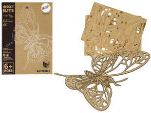 Деревянный 3D пространственный пазл - Бабочка, 22 д. цена и информация | Пазлы | 220.lv