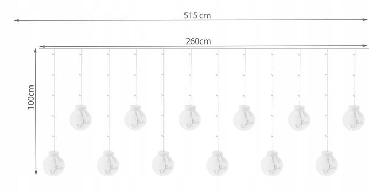 Ūdensizturīgi āra vītnes spuldzes burbuļi, 108 LED, 5,15 m цена и информация | Ziemassvētku lampiņas, LED virtenes | 220.lv