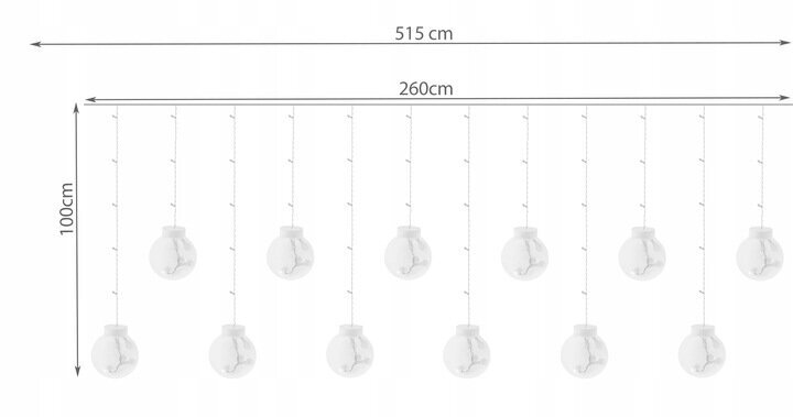 Ūdensizturīgi āra vītnes spuldzes burbuļi, 108 LED, 5,15 m цена и информация | Ziemassvētku lampiņas, LED virtenes | 220.lv