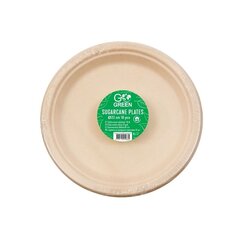 Компостируемые тарелки из сахарного тростника Go Green, 22 см, 10 шт, 0.14 кг цена и информация | Праздничная одноразовая посуда | 220.lv