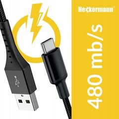 Кабель Heckermann USB - USB-C Oplot, Йгшсл срфкпу 3.0, 480 mb/s, 2 м цена и информация | Кабели и провода | 220.lv