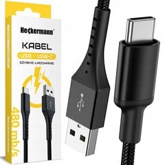 Кабель Heckermann USB - USB-C Oplot, Йгшсл срфкпу 3.0, 480 mb/s, 2 м цена и информация | Кабели и провода | 220.lv