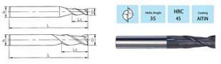 Твердосплавная фреза VHM 2,5 x 8 x 50 2F 2 Feather 45 HRC цена и информация | Фрезы | 220.lv