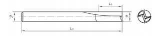 VHM 1P Down Cut 2 x 6 x 3,175 x 38 мм 45 HRC цена и информация | Фрезы | 220.lv