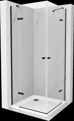 Dušas kabīne Mexen Roma DUO ar paliktni un sifonu, Black+White/Black, 100 x 90 cm cena un informācija | Dušas kabīnes | 220.lv