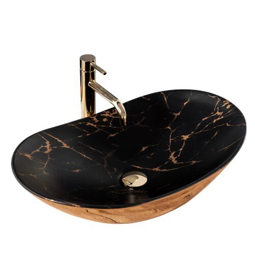 Izlietne REA Royal In Black Marble Gold cena un informācija | Izlietnes | 220.lv