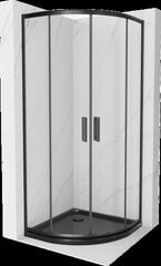 Pusapaļa dušas kabīne Mexen Rio F ar paliktni un sifonu, Black, 80 x 80 cm cena un informācija | Dušas kabīnes | 220.lv