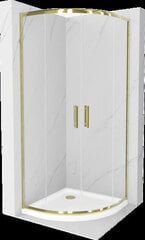 Pusapaļa dušas kabīne Mexen Rio F ar paliktni un sifonu, Gold+White/Gold, 90 x 90 cm cena un informācija | Dušas kabīnes | 220.lv